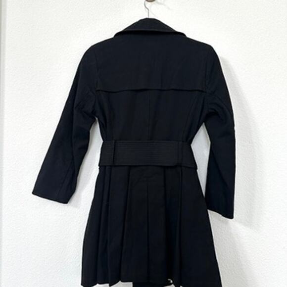 Via Spiga Black Trench Coat Girls Large Petite XS Small Belted Classic - Picture 4 of 5